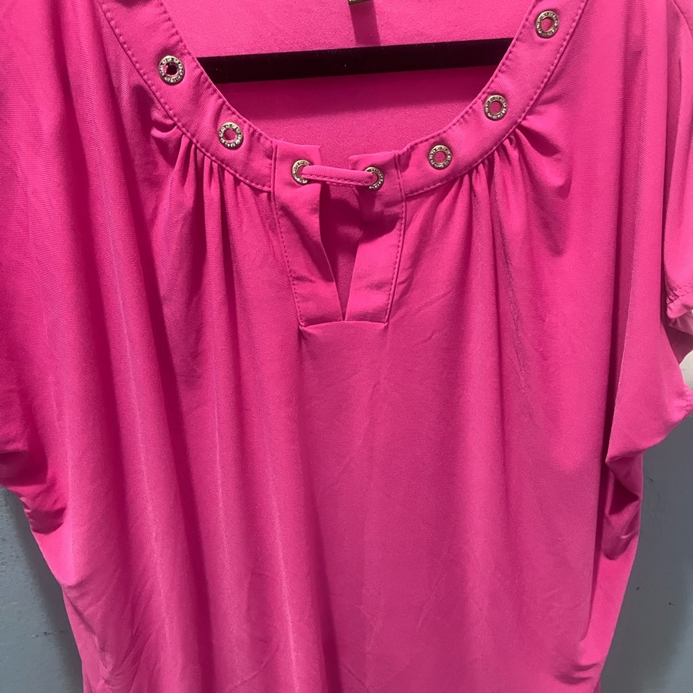 Pink Women's Top with Eyelet Detail